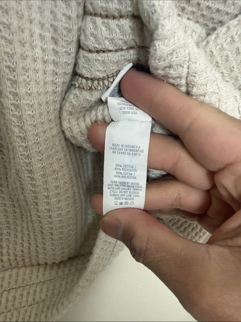Aerie Cream Waffle Knit Half Zip Pullover Oversized Sweater Large Cozy Neutral - Picture 8 of 9